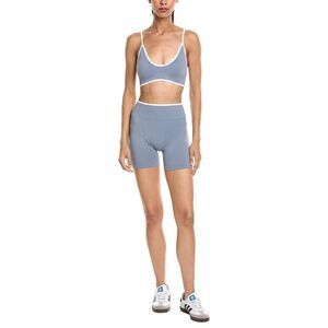 Marion Womens  2Pc 5.5In Contrast Bra & High Rise Yoga Short Set, Navy